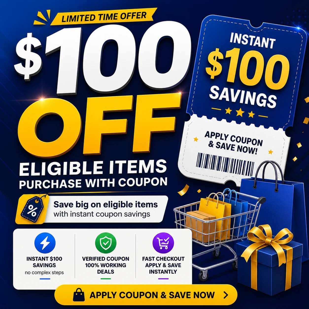 $100 Off Eligible Items Purchase With Coupon